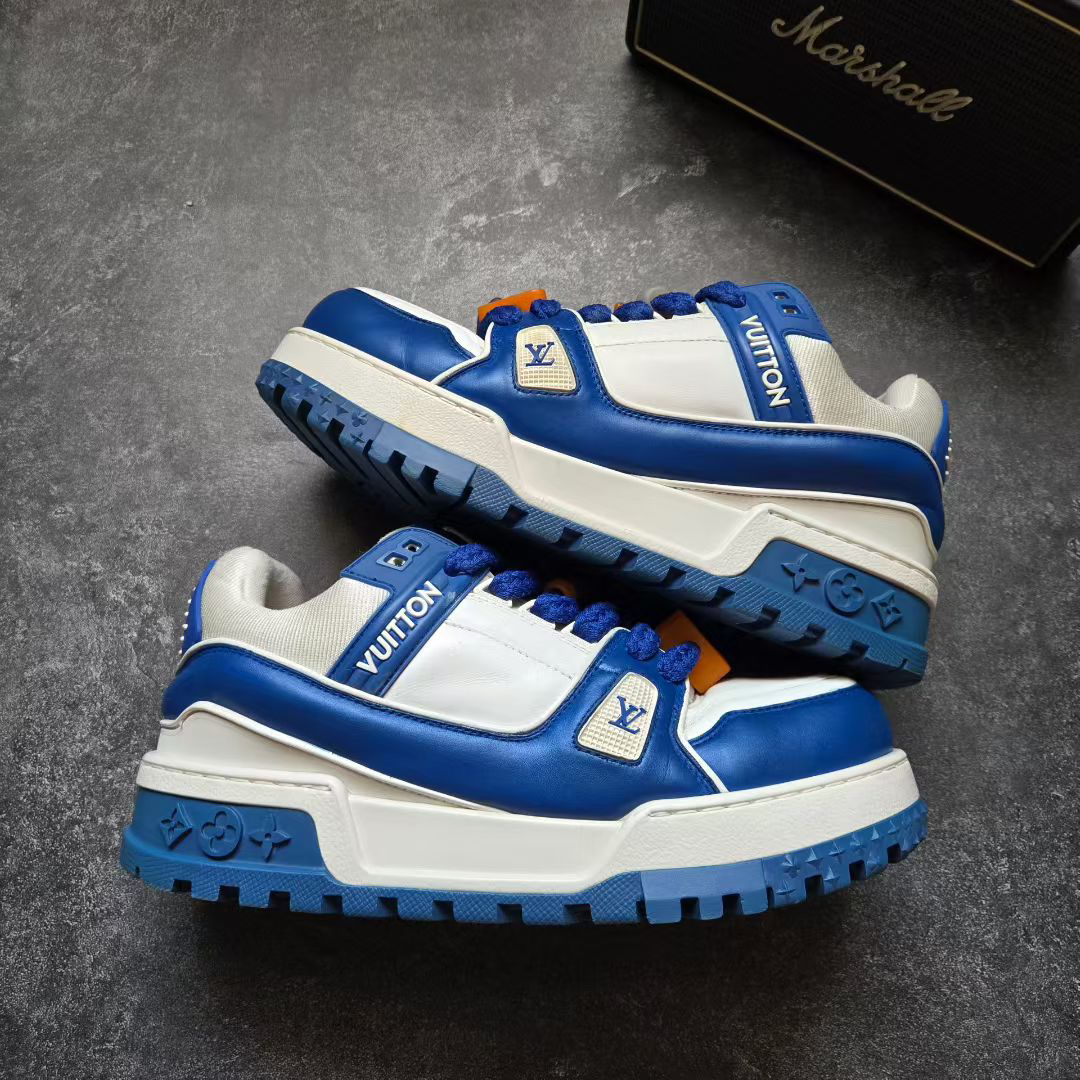 99新 LouisVuitton/路易威登 40.5码 TRAINER MAXI 白蓝胖丁鞋