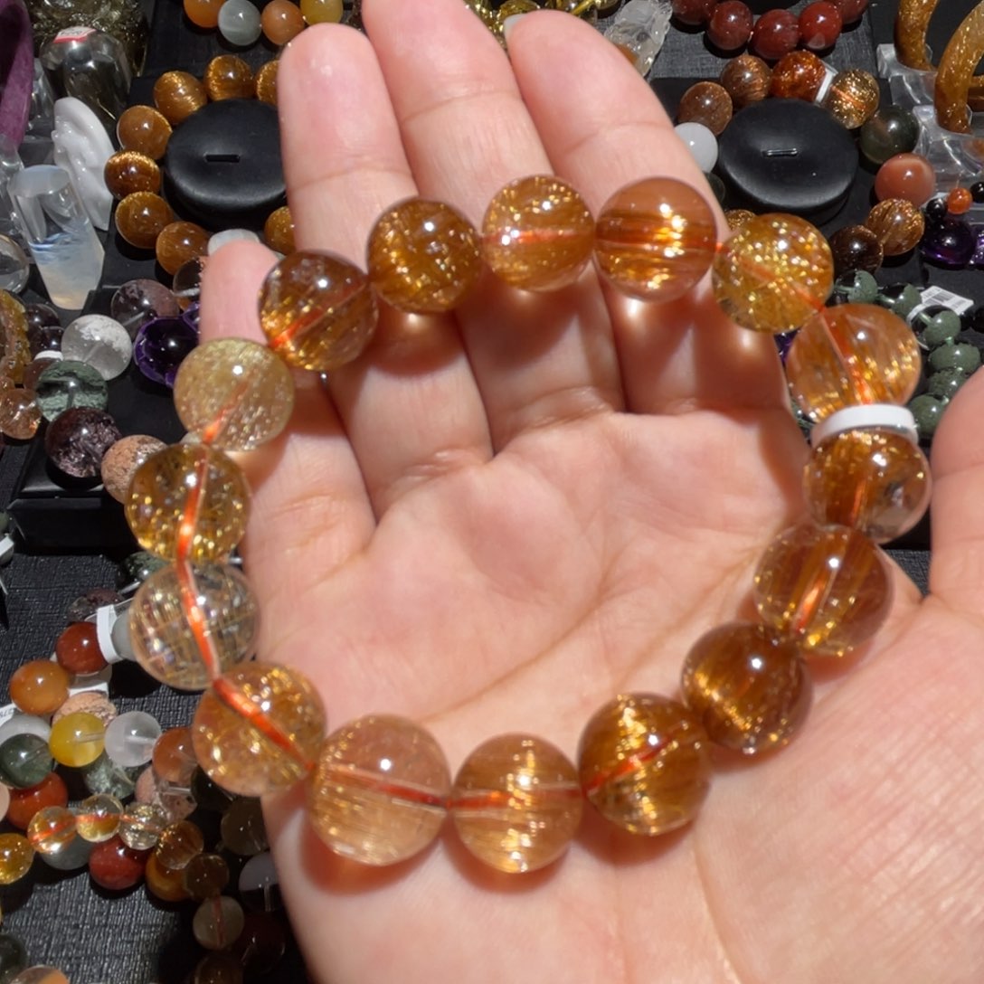 水晶手链未镶嵌铜发晶12.5mm