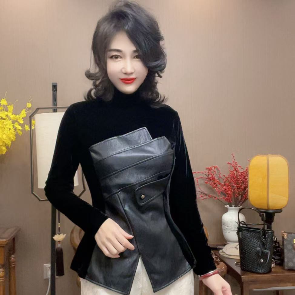 【峰姐优品】8283-1【SS】时尚气质丝绒衫