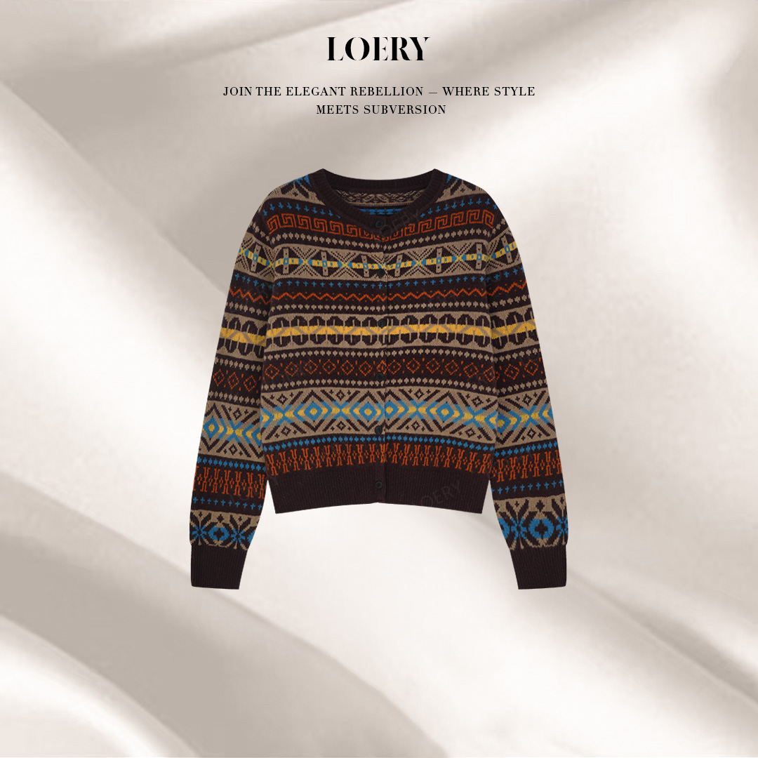 LOERY【美拉德编号271】费尔岛重磅提花软糯精纺羊毛针织衫-115552