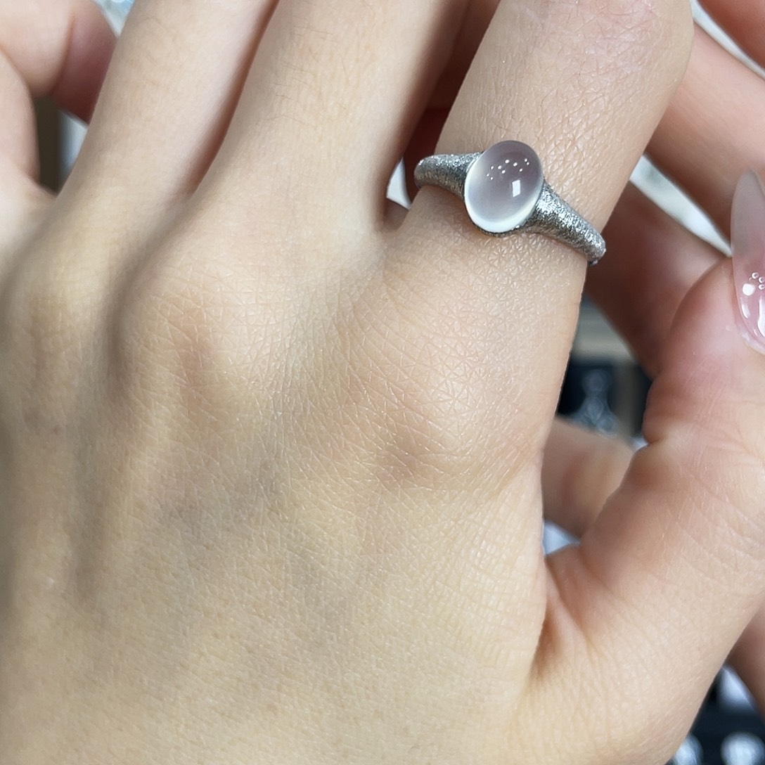 七***高蛇纹石玉银S925镶嵌戒指