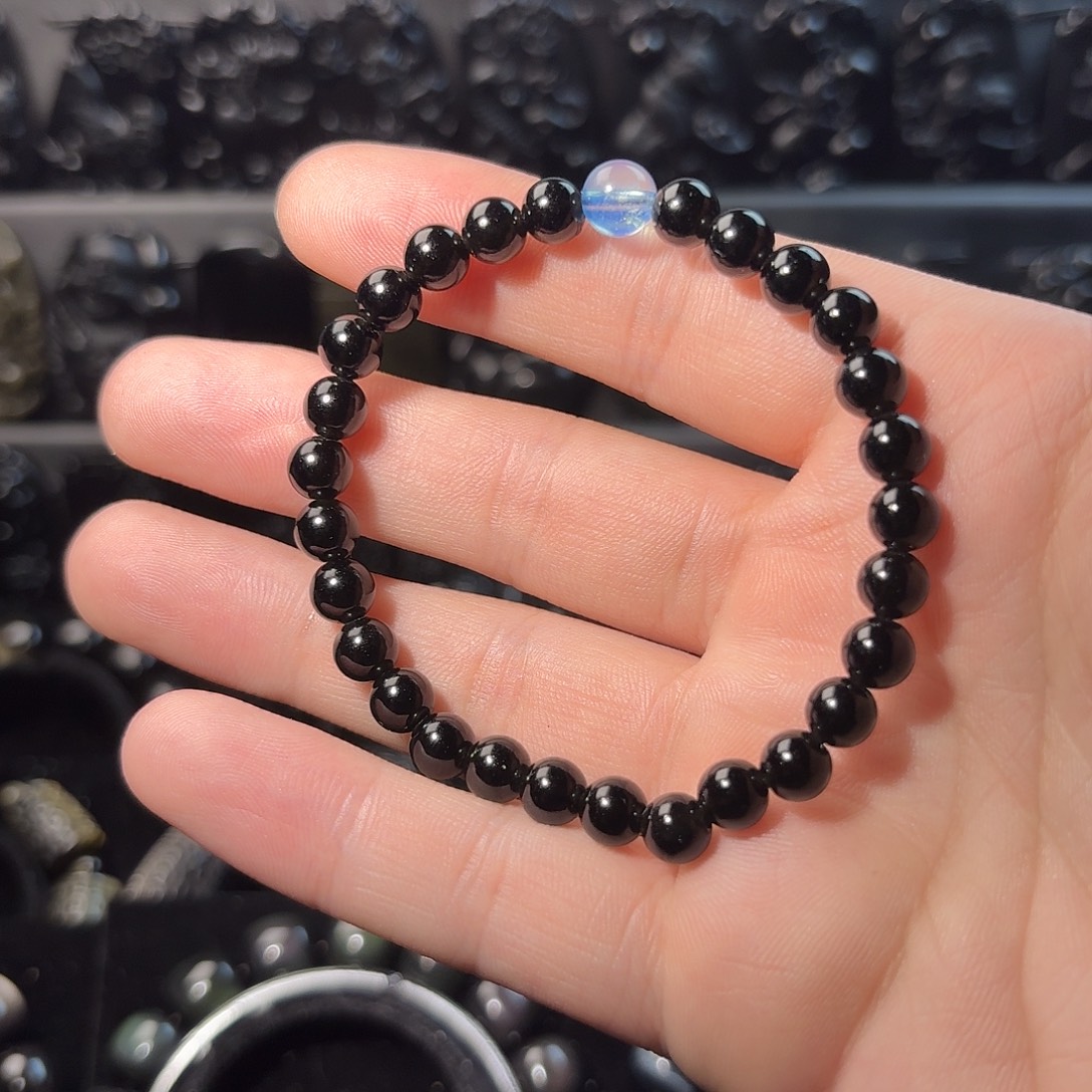 黑曜岩未镶嵌手链黑曜石6mm定制款