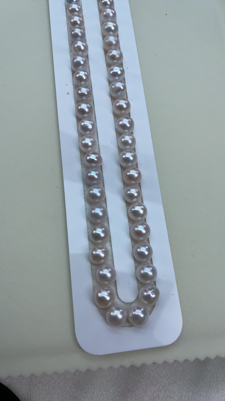 9-10极光白透粉近正圆极微瑕淡水珍珠