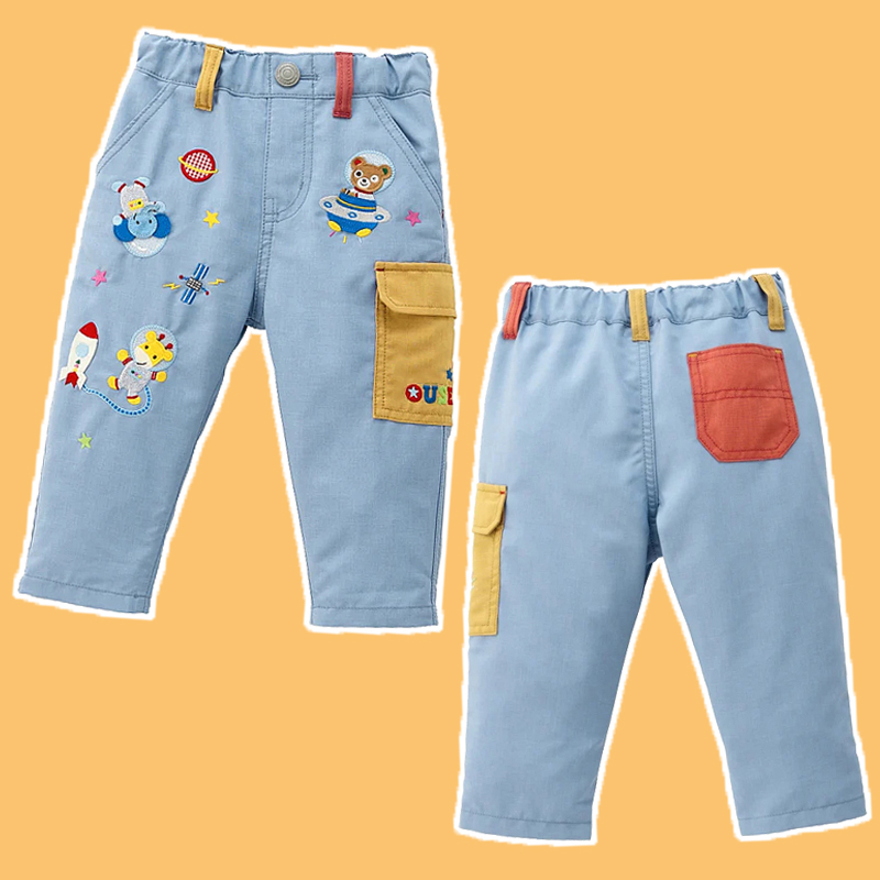 帅气又可爱小熊宇航员儿童长裤~男女儿童装春秋新款微弹宝宝裤子