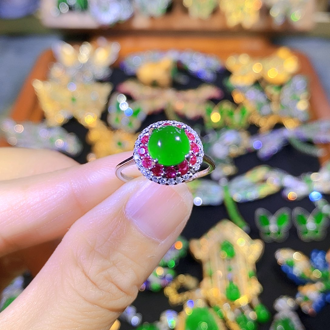 吊坠(不含链)银S925镶嵌翡翠