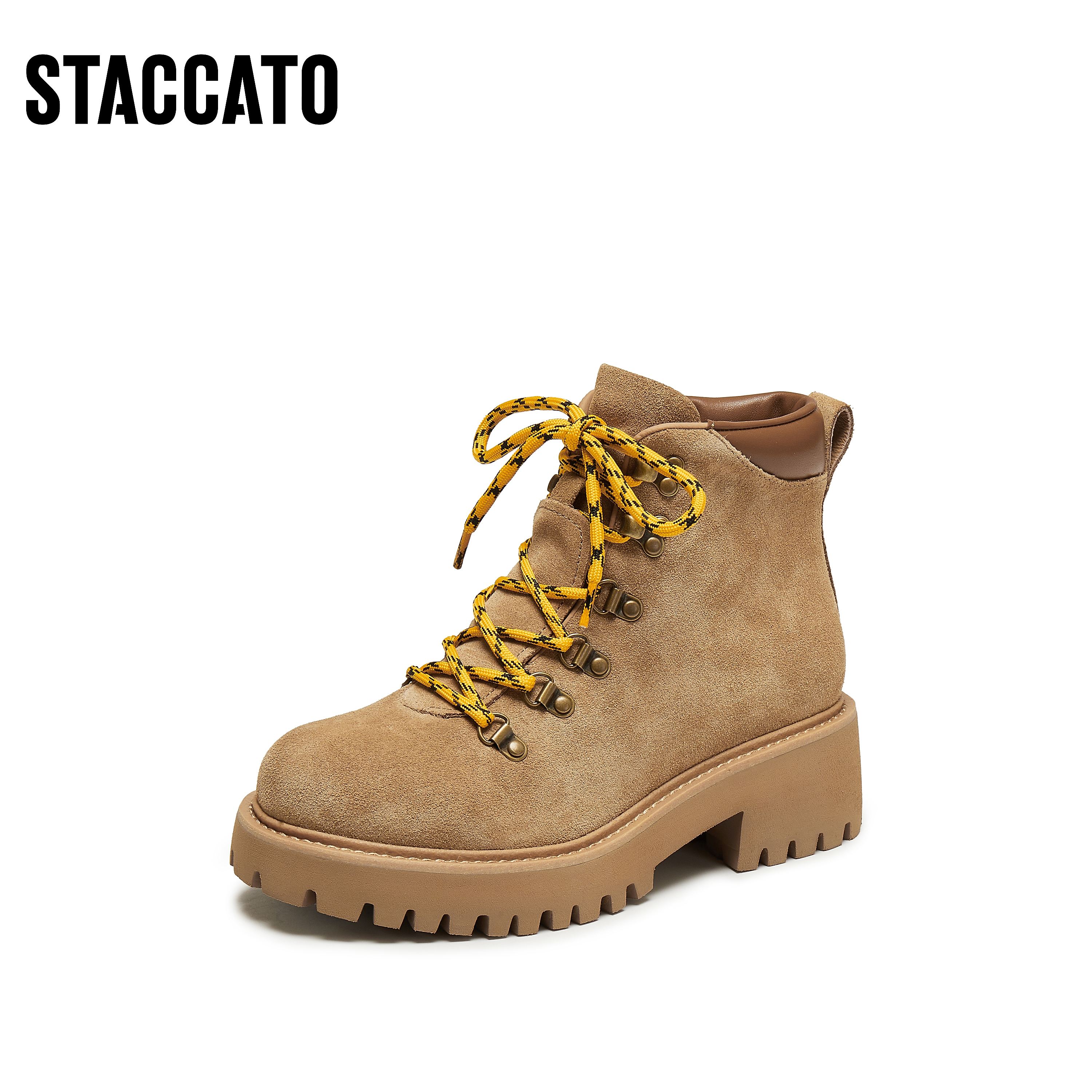 思加图2025冬季新款小黄蜂复古马丁靴工装靴短靴厚底女靴EGB53DD5