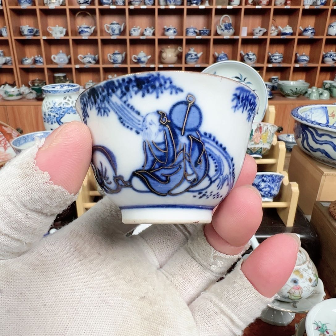 柴窑手绘青春瓷茶具九谷