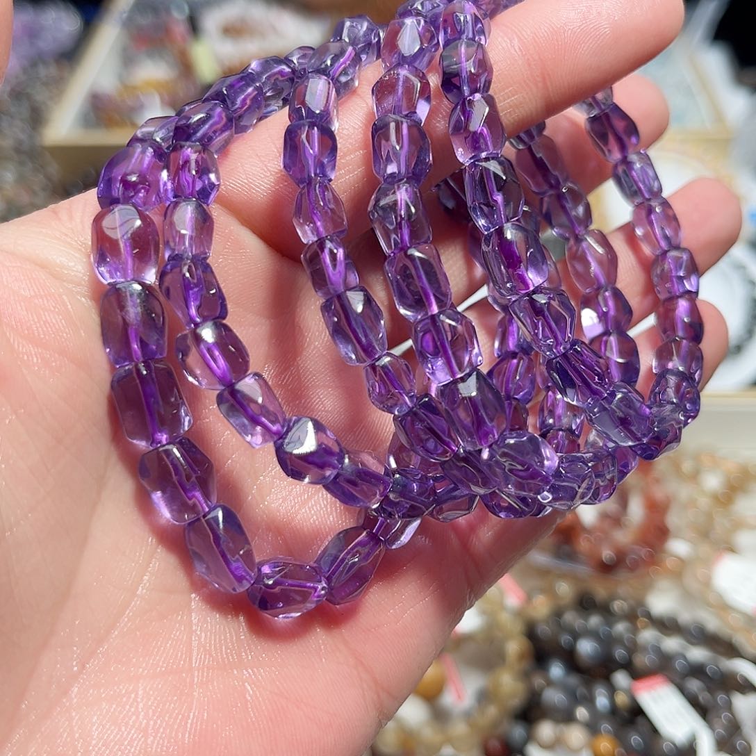 水晶手链未镶嵌巴西浓郁紫水晶随型