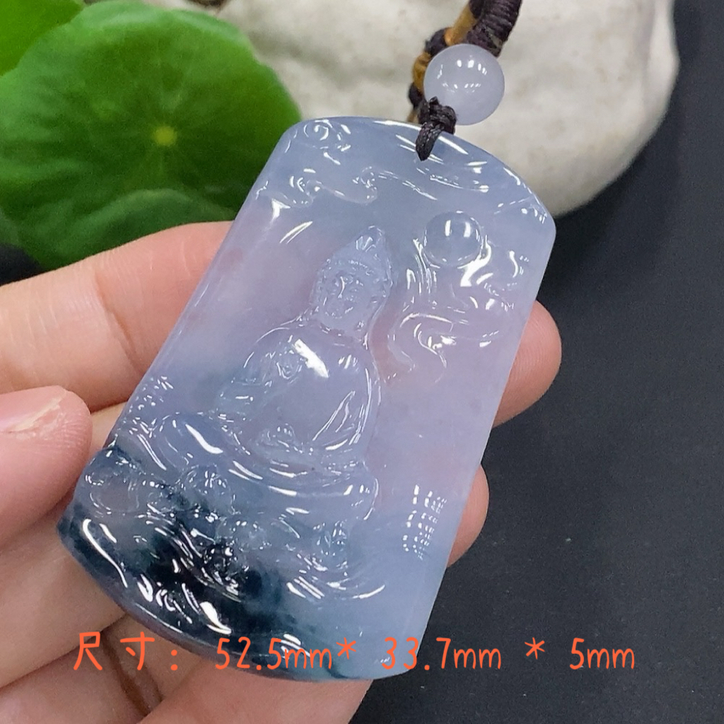 缅甸翡翠A货冰胶飘花观音