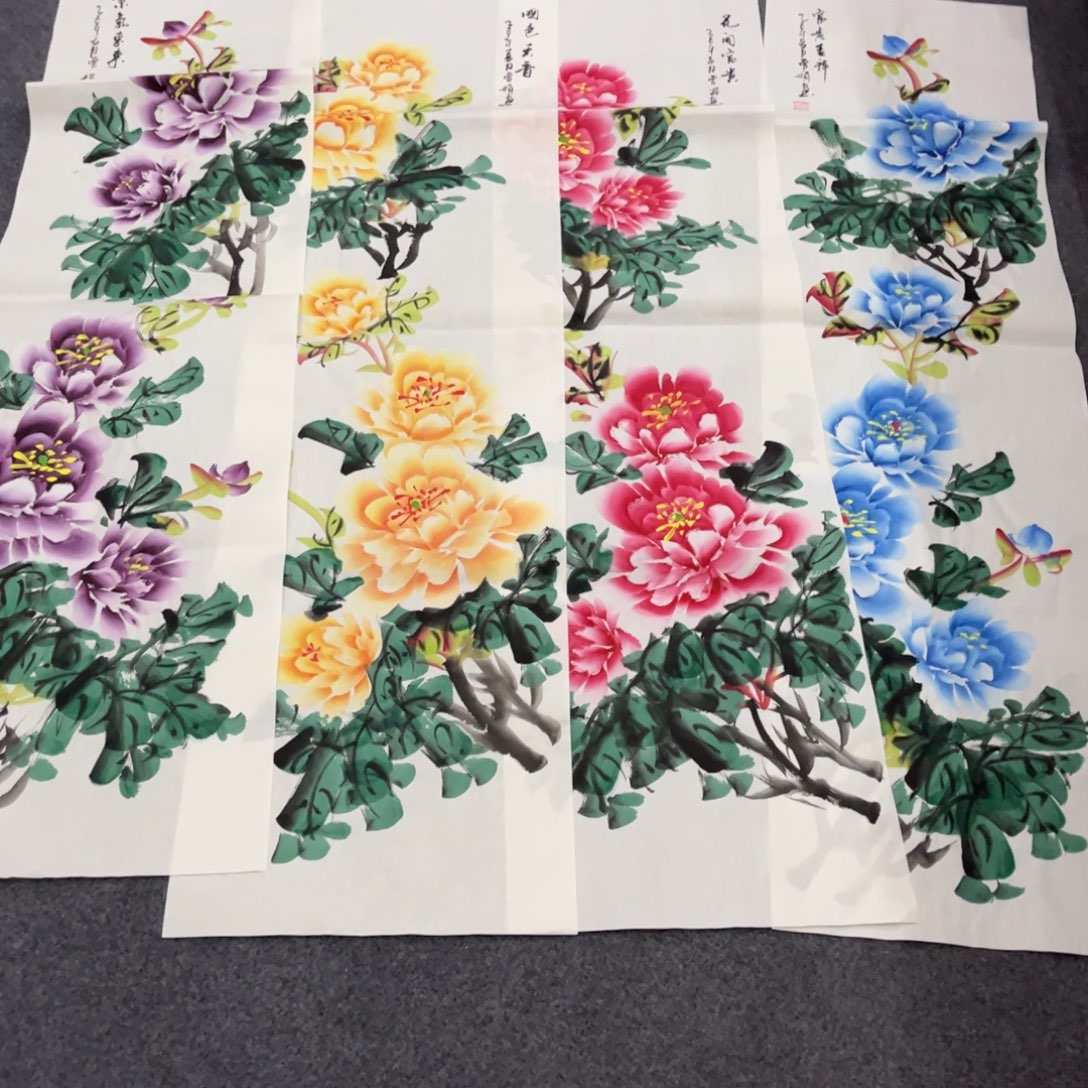 国画LT精品国画作品四条屏