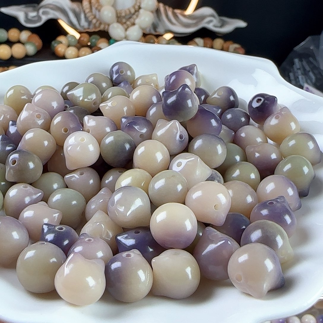 菩提根/象牙果手串卡12紫飘绿猫头20颗卡牌➕5颗