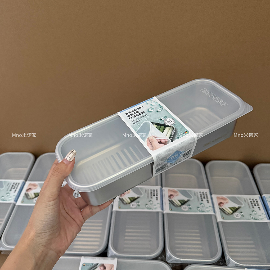 出口304不锈钢葱姜蒜保鲜盒两个装香菜大葱小葱收纳盒冰箱食品级 