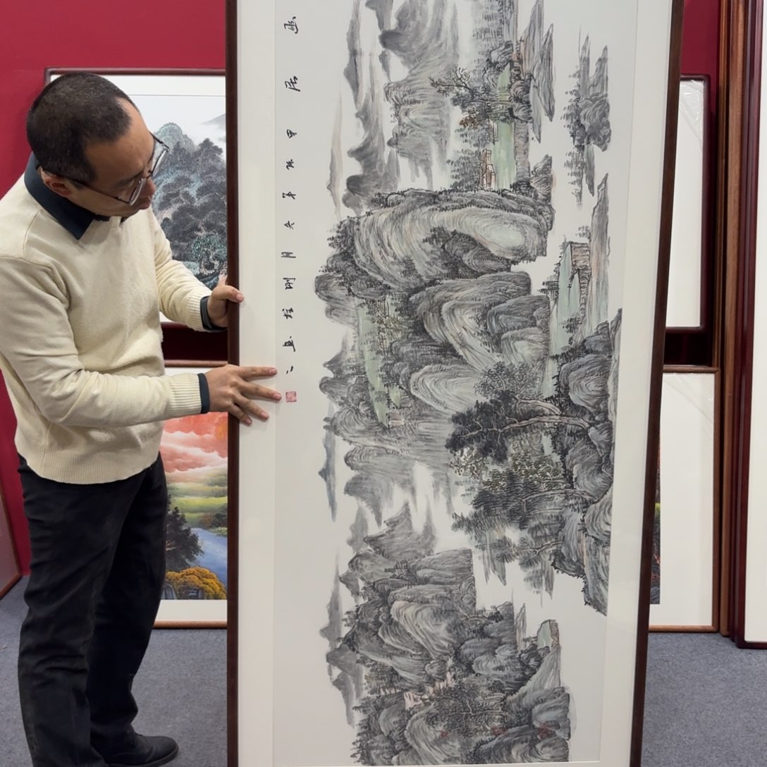 国画带框绘画210/80尺寸