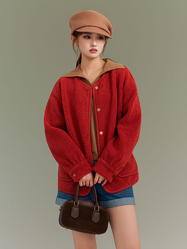  {专柜}正品2025秋冬新款圆领泰迪绒超柔保暖休闲短外套140067