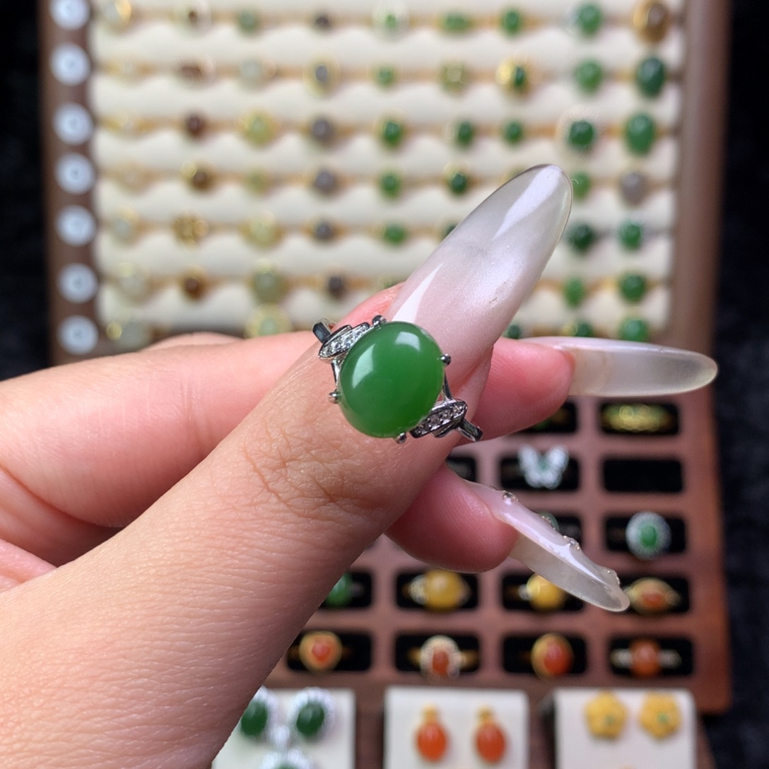 *****和田玉银S925镶嵌戒指