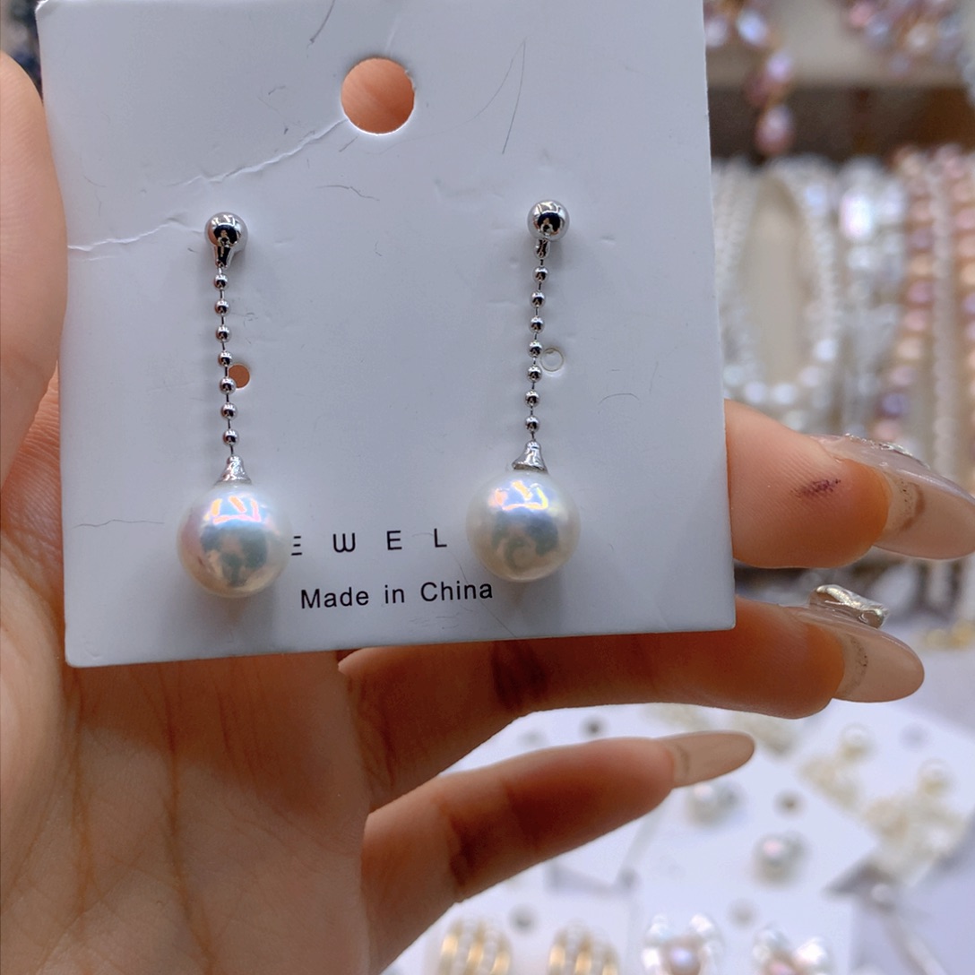 淡水珍珠耳饰银S925镶嵌