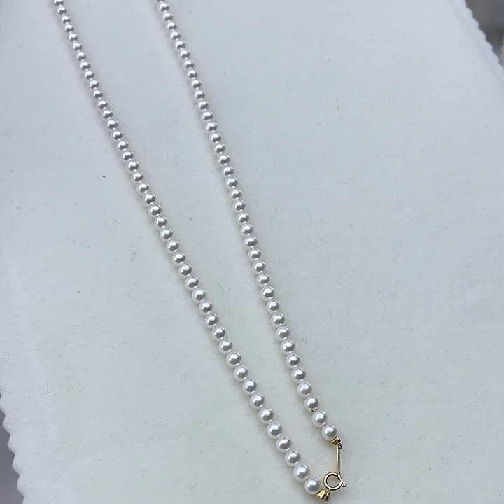 淡水珍珠颈饰18K金镶嵌卡4➕高品极光白炫彩