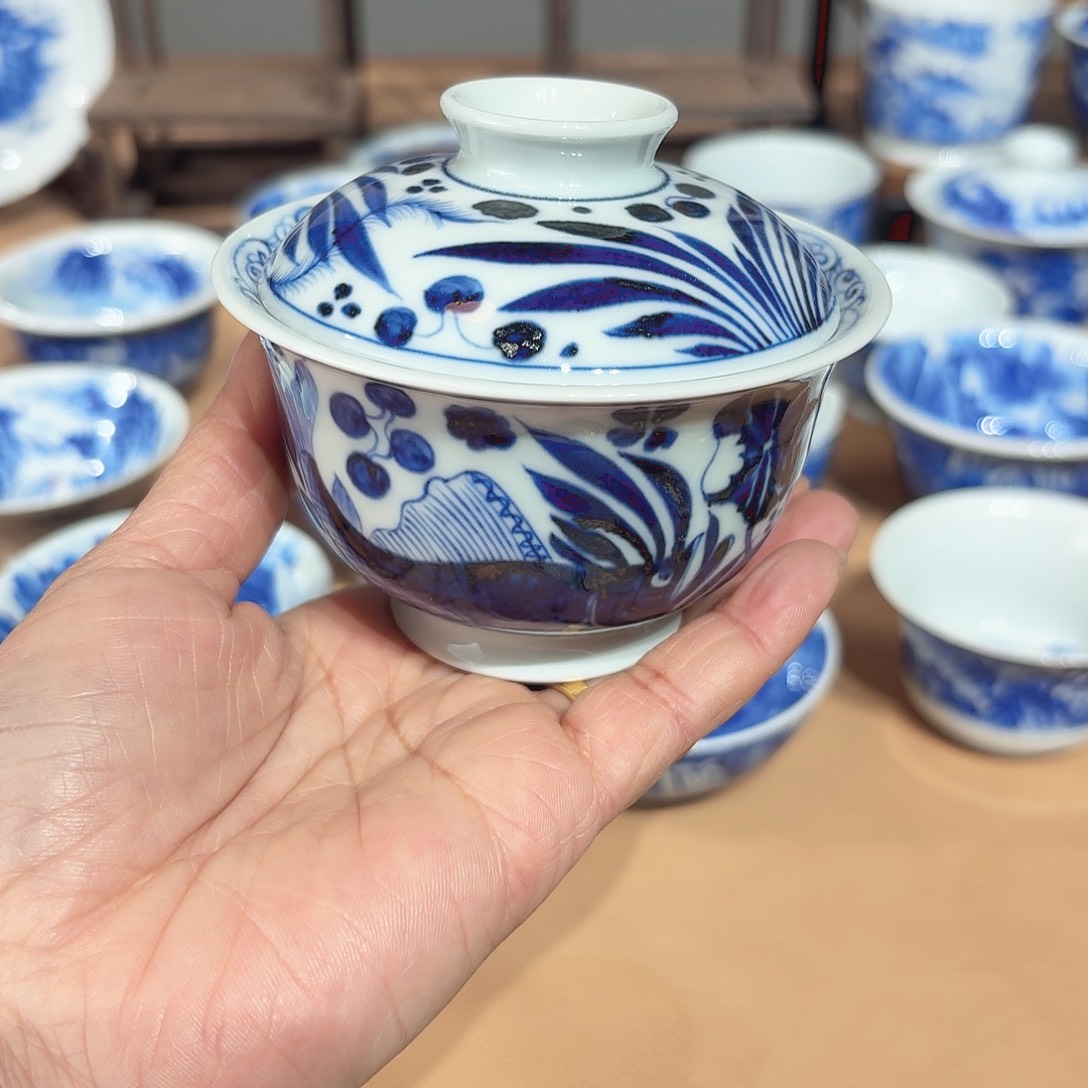 景德镇纯手绘盖碗