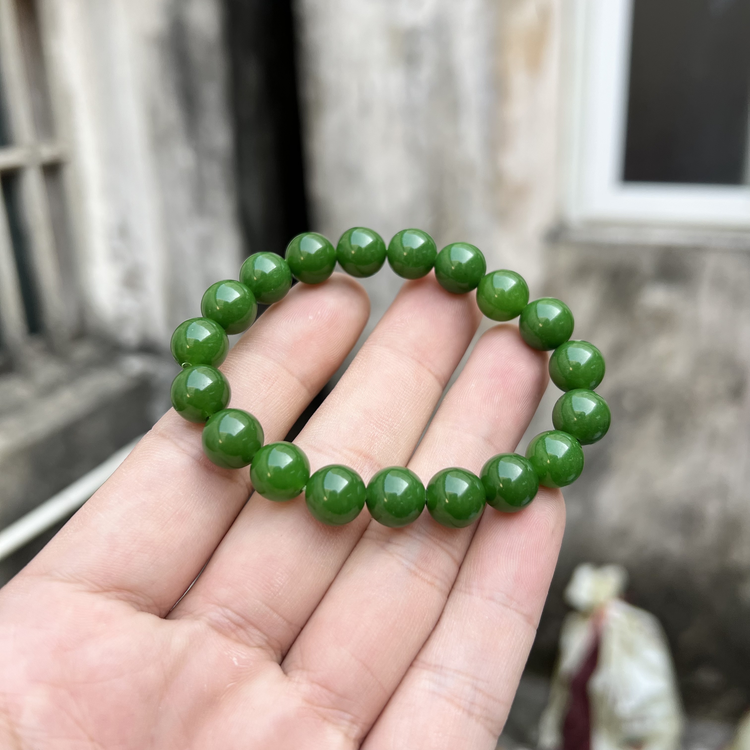 a523精品菠菜绿卡10mm手串项链绿色