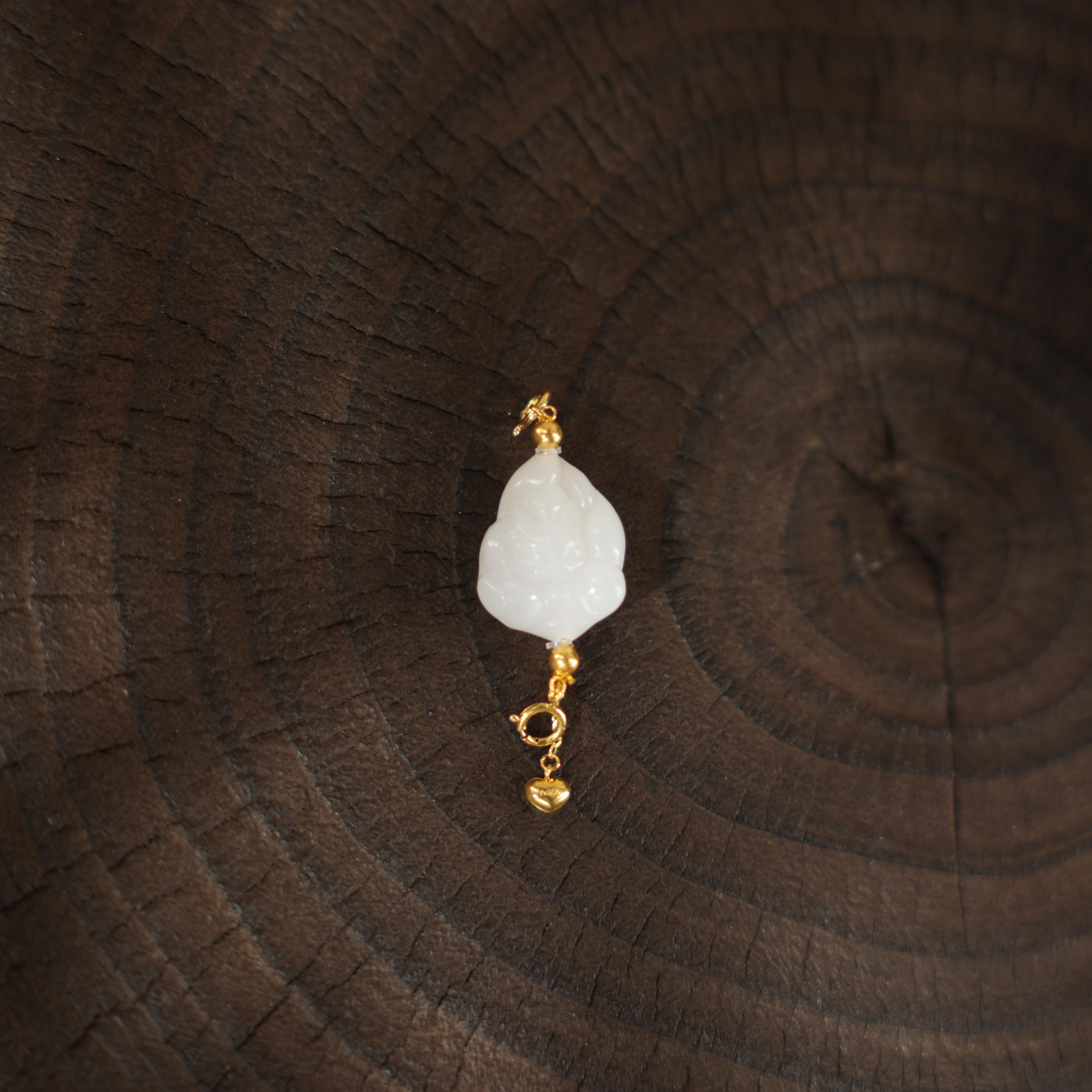 小九-天然和田玉18K金吊坠