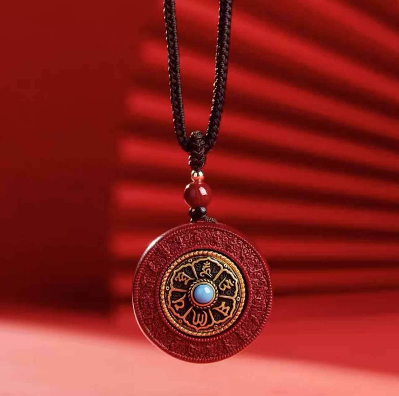 含辰砂工艺品朱砂紫金砂转动罗盘吊坠