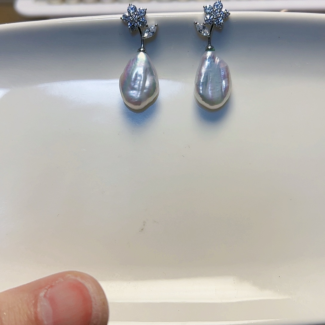 淡水珍珠耳饰银S925镶嵌