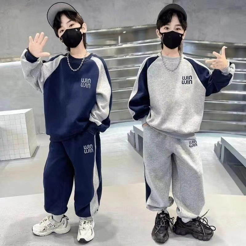 男童韩版字母绣花中大童春秋季休闲卫衣卫裤儿童运动两件套潮童