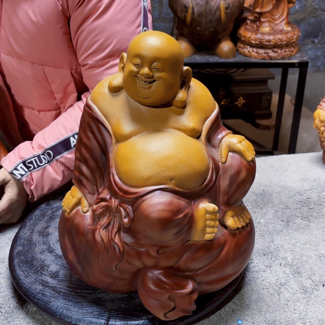 我***鱼香樟木福袋弥勒佛一个香樟木