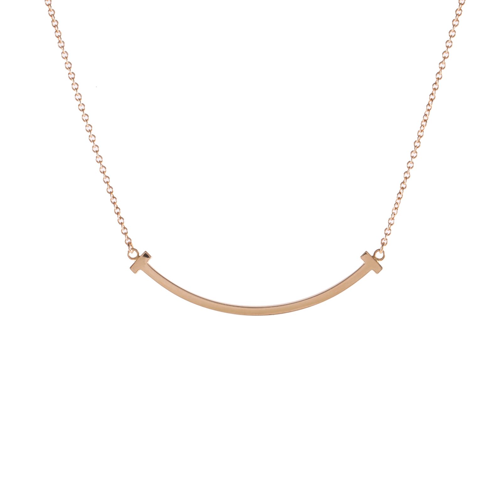99新 Tiffany & Co./蒂芙尼 【66活动】T 微笑项链 小号 18K玫瑰金