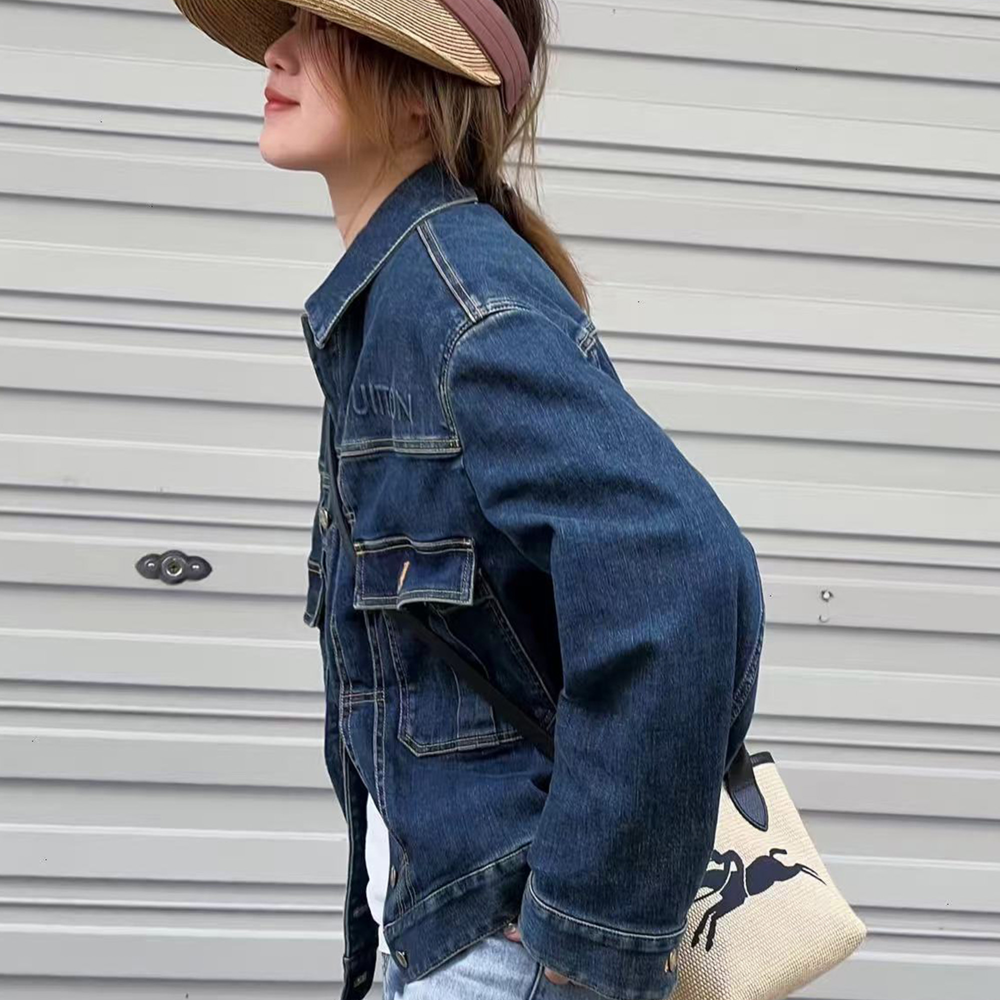 未使用 LouisVuitton/路易威登 纯色系扣翻领超大廓形牛仔外套