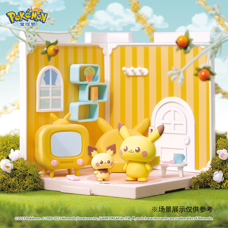 宝可梦Poképeace小屋场景摆件皮卡丘皮丘波加曼木木枭炎兔儿妙喵