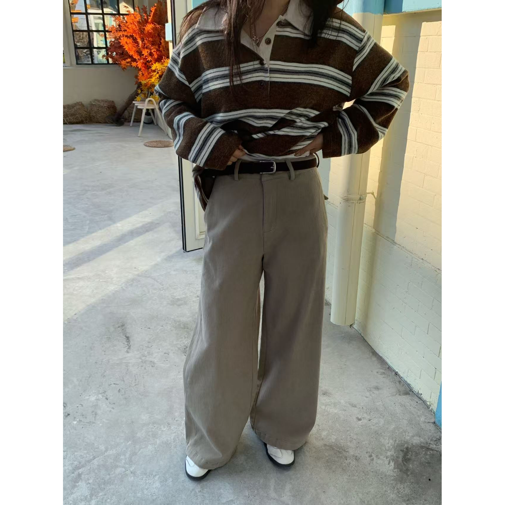 韩代.豌豆加绒牛仔休闲裤 配腰带 L25110716