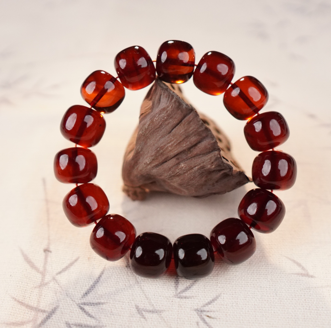 【亿景珠宝】16+老型缅甸血珀手串手链单圈精美时尚轻奢素圈经典