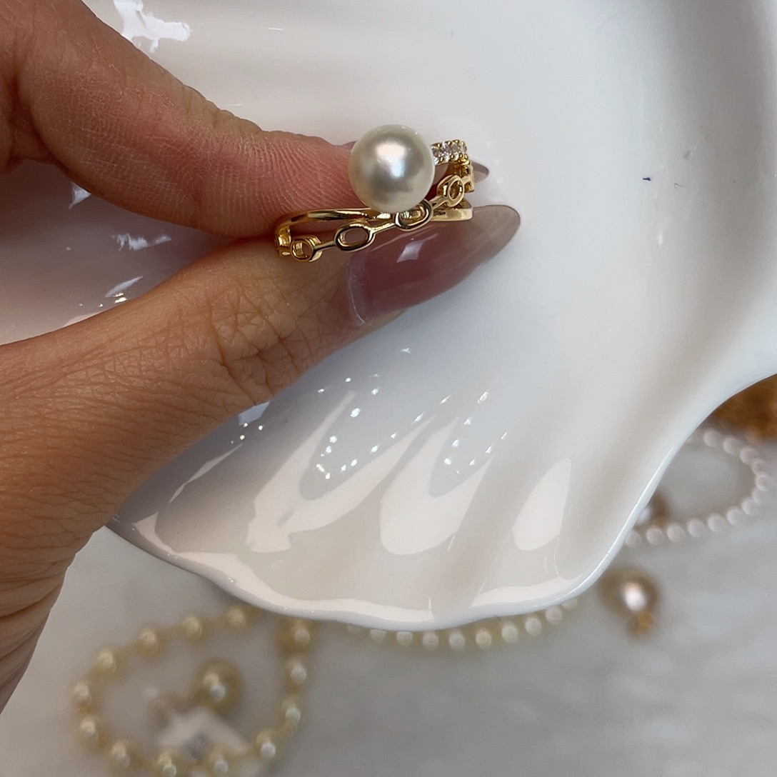 海水珍珠戒指银S925镶嵌