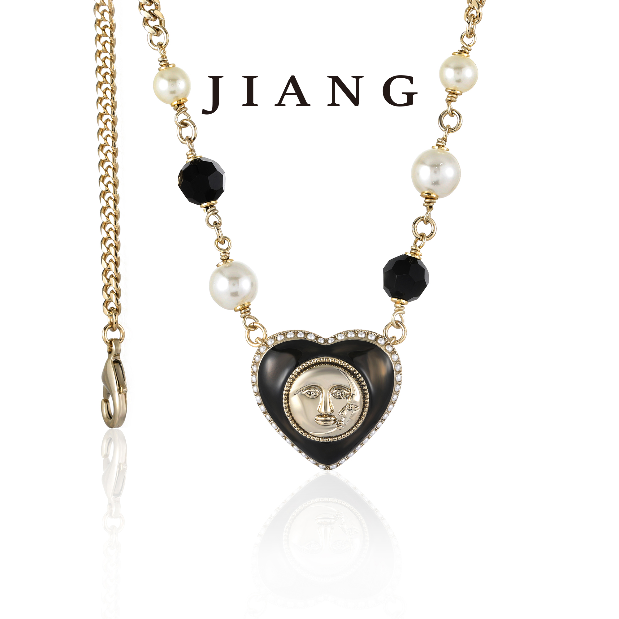 铜合金仿珍珠项链 CNC精工 CD 爱心气质轻奢时尚项链 4307