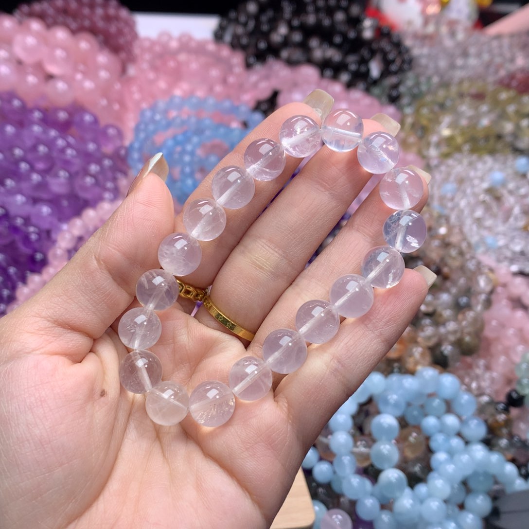 水晶手链未镶嵌卡10+莫粉单圈
