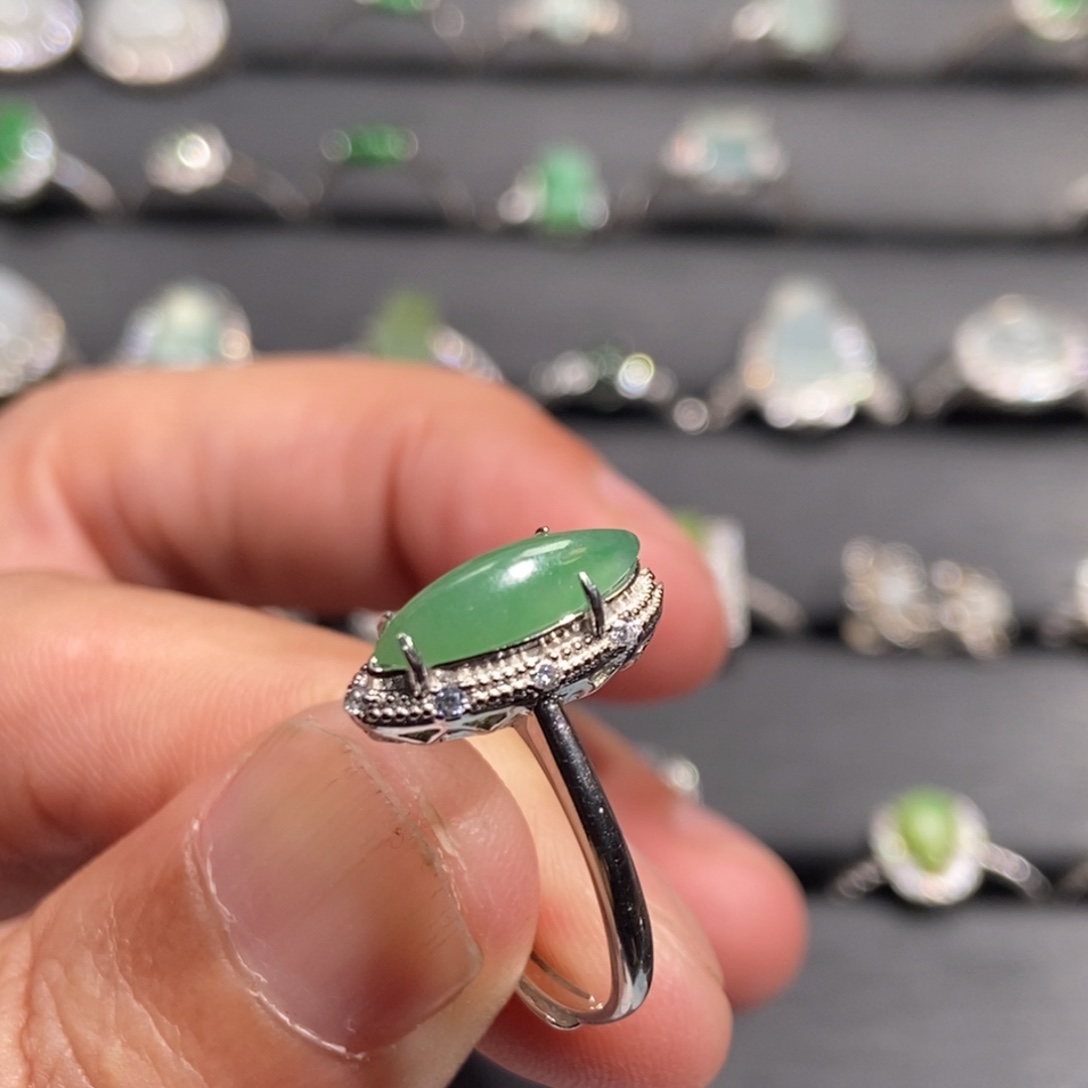 翡翠银S925镶嵌戒指