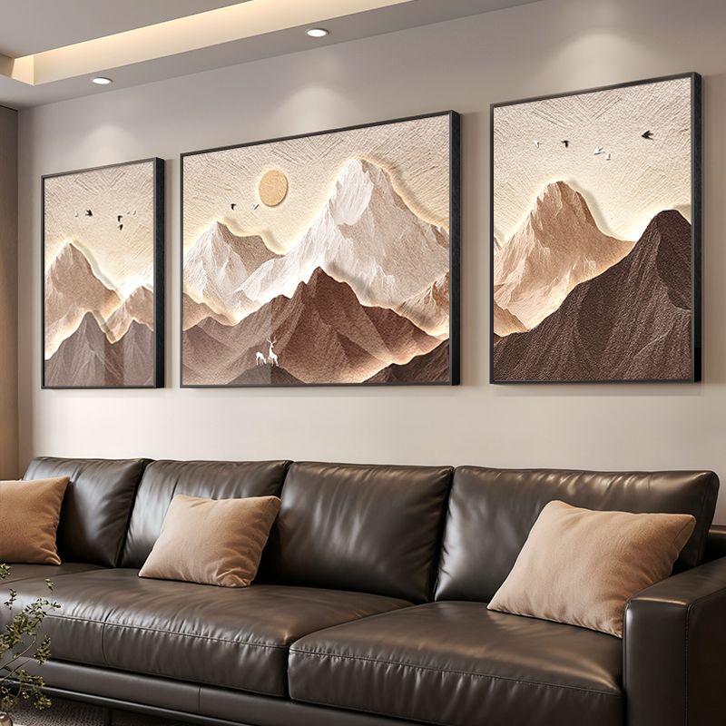 现代简约背有靠山客厅装饰画高级感沙发背景墙挂画抽象肌理组合画