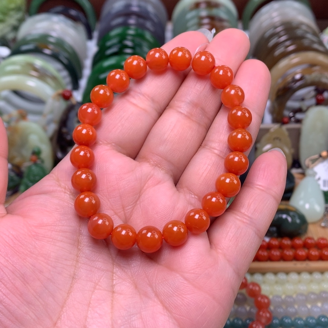 南红玛瑙未镶嵌手链卡0.8