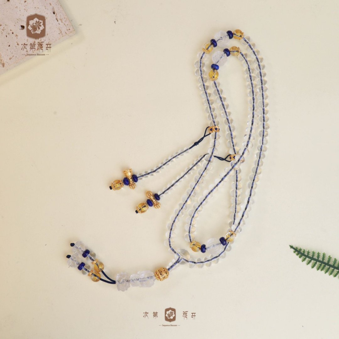 【德康明】蜜桔白水晶6*8mm项链 108颗念珠颈饰