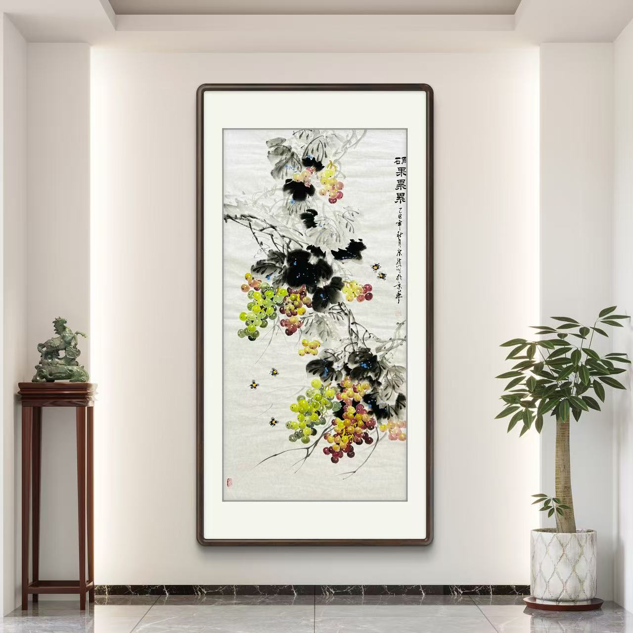 精品花鸟画葡萄《硕果累累》手绘玄关餐厅客厅办公室书房茶室挂画