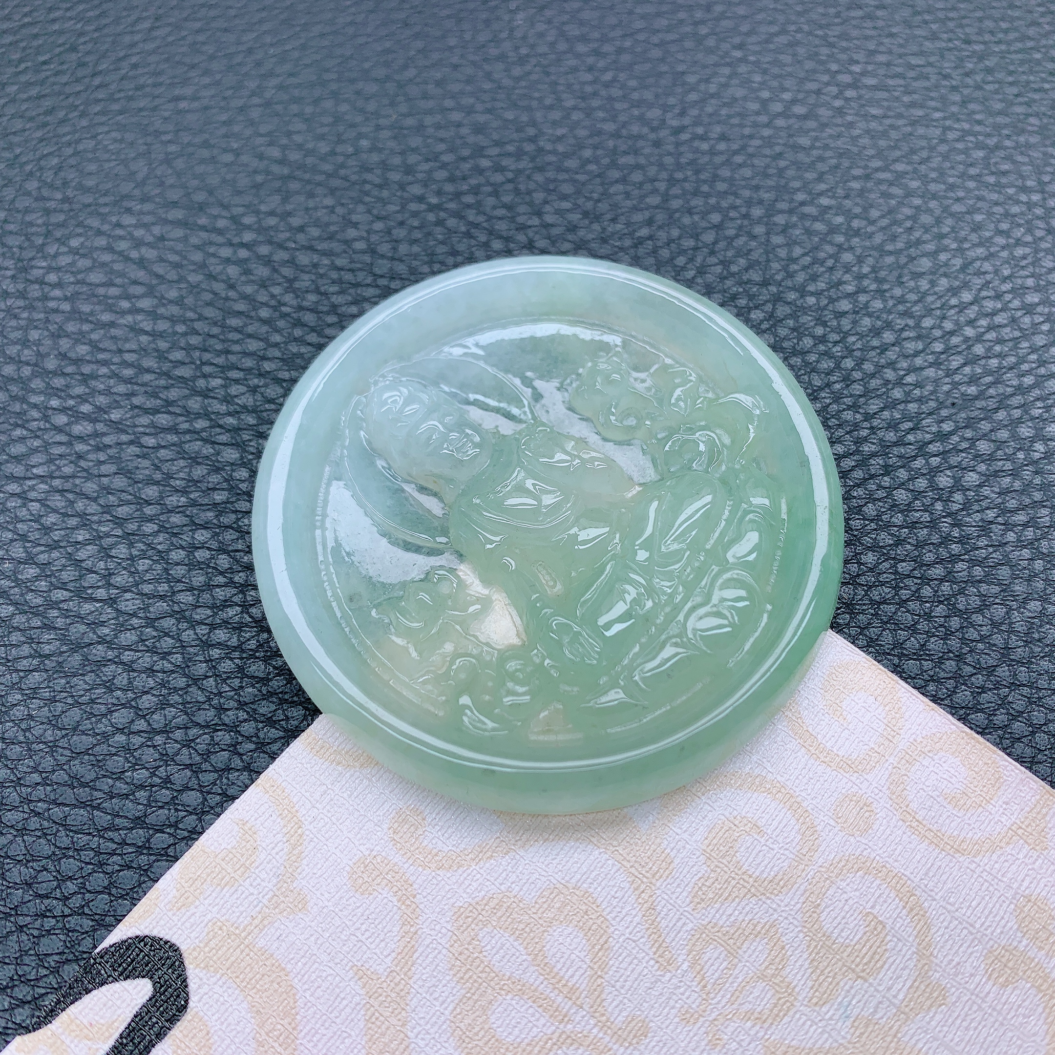 186~天然翡翠A货冰透精雕大慈大悲观音吊坠气质高贵精美绿色挂件