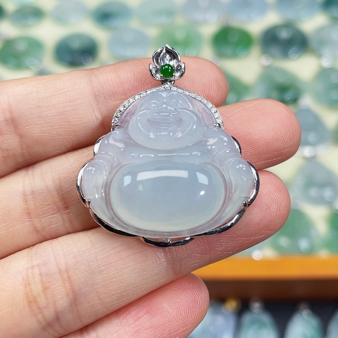 翡翠颈饰18K金镶嵌吊坠