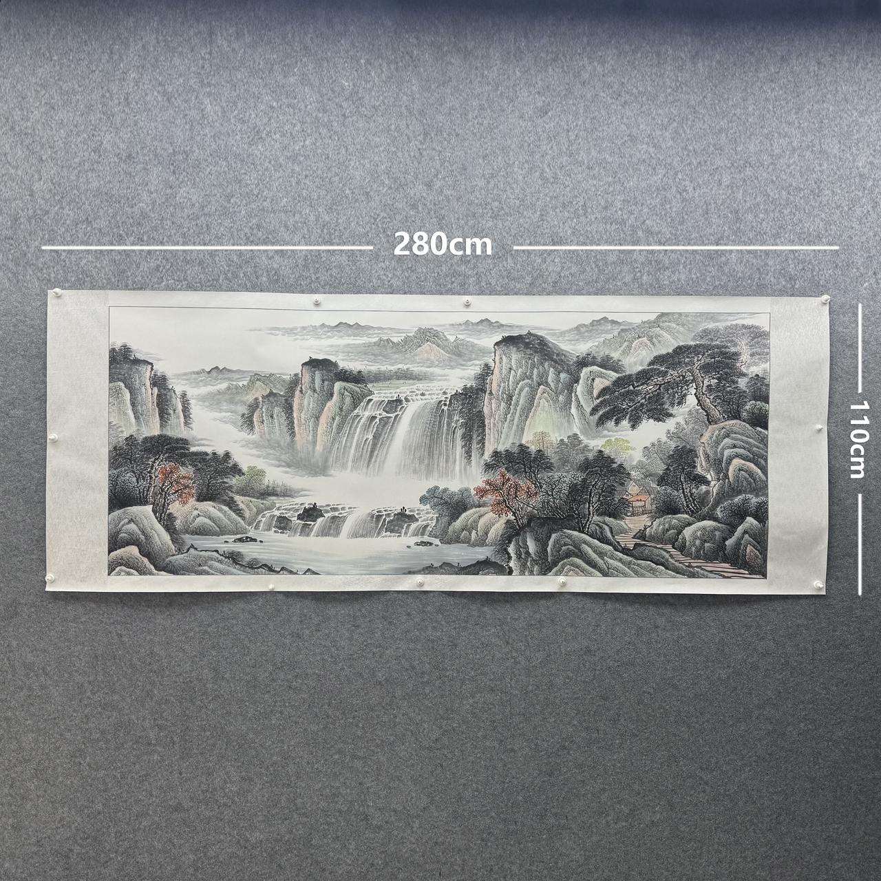 【山水画】欧阳宾亲笔280*110m手写手绘礼盒作品（33）