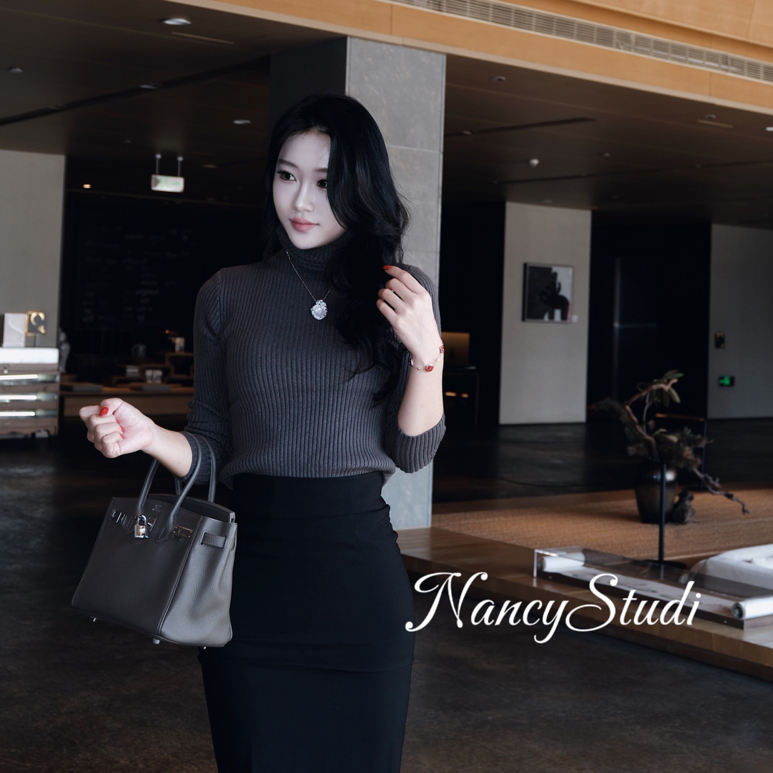 【Nancy柔美】深灰色高领打底衫