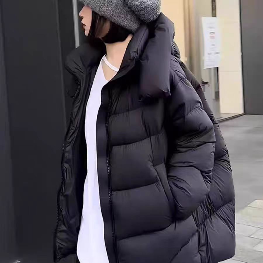 A73#欧货洋气连帽泡芙龟背羽绒服女2025冬季新款加厚面包服外套