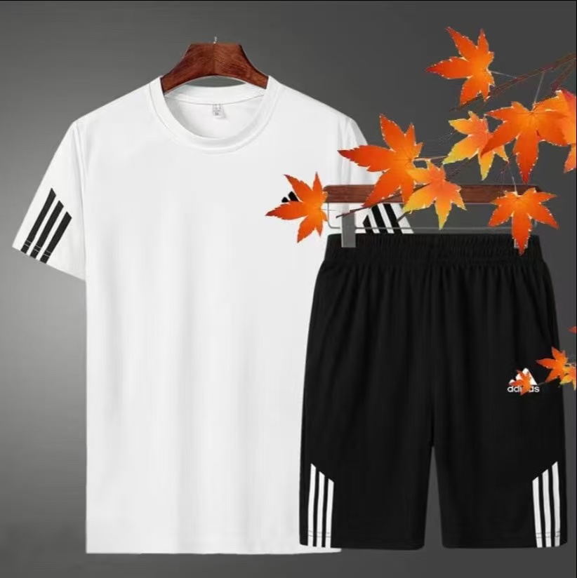 2025夏季情侣款运动休闲宽松大码 五分短裤套装