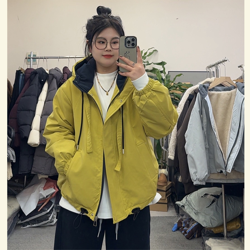 新款女连帽厚款毛毛内里加厚棉派克