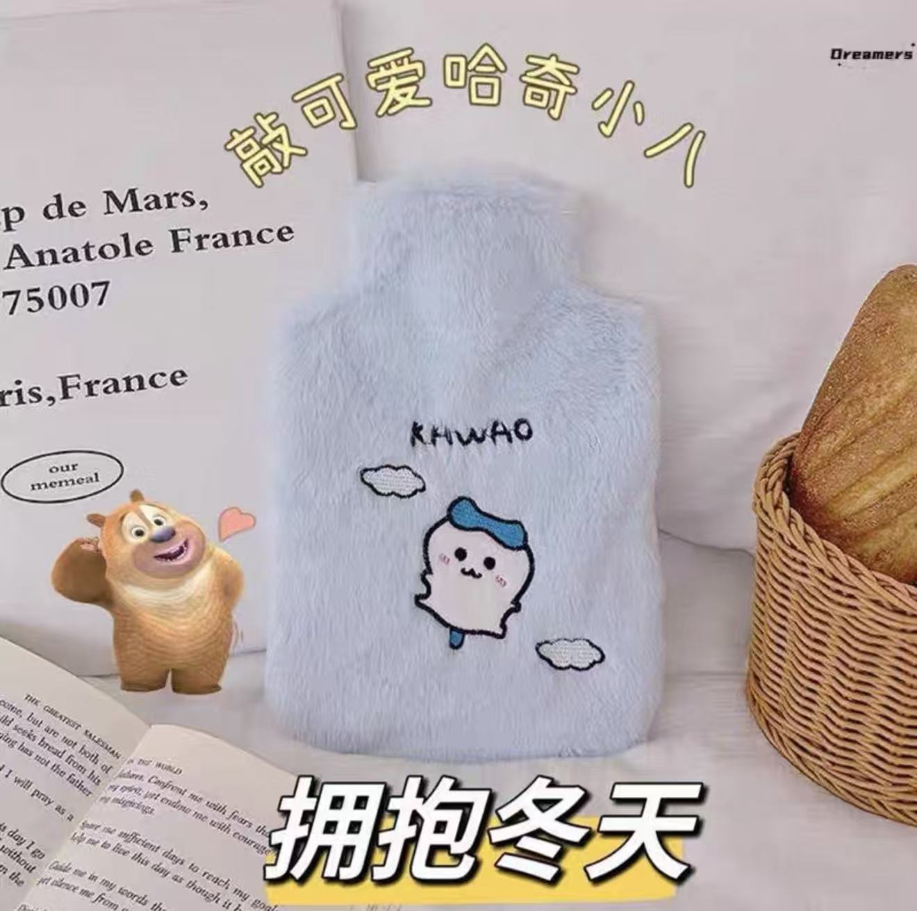 加大加厚防爆注水热水袋毛绒可爱暖手暖肚子暖被窝专用