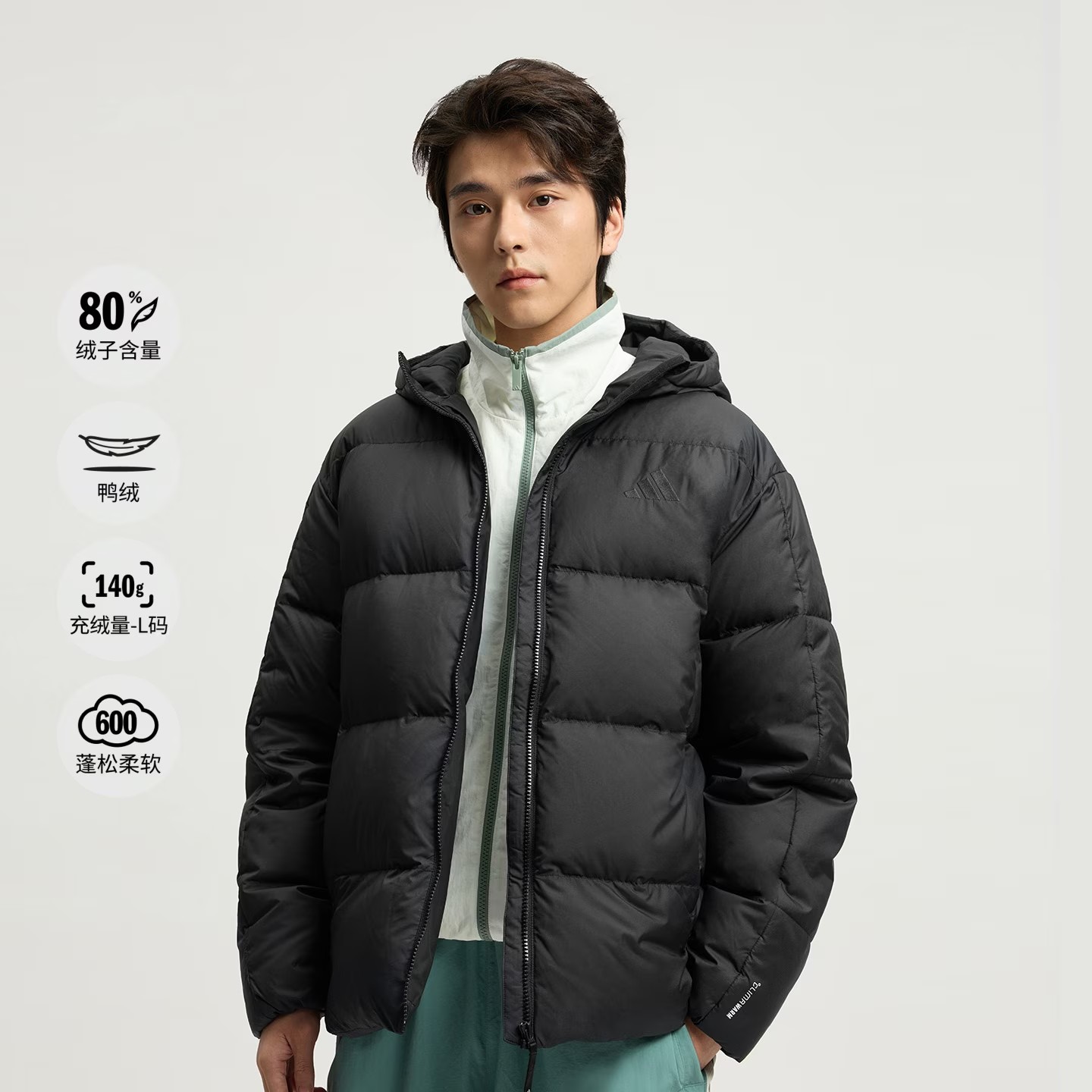 adidas/阿迪达斯拒水防风休闲600蓬鸭绒连帽羽绒服KC2477/78/79
